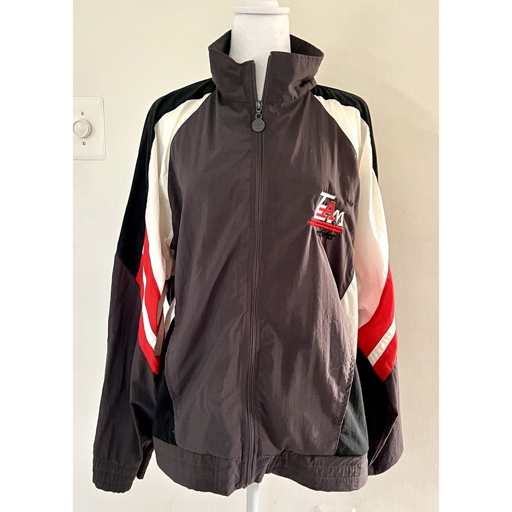 VTG Adidas Jacket Mens‎ XL White Red Grey Trefoil Track Windbreaker 80s Nylon - Picture 2 of 10